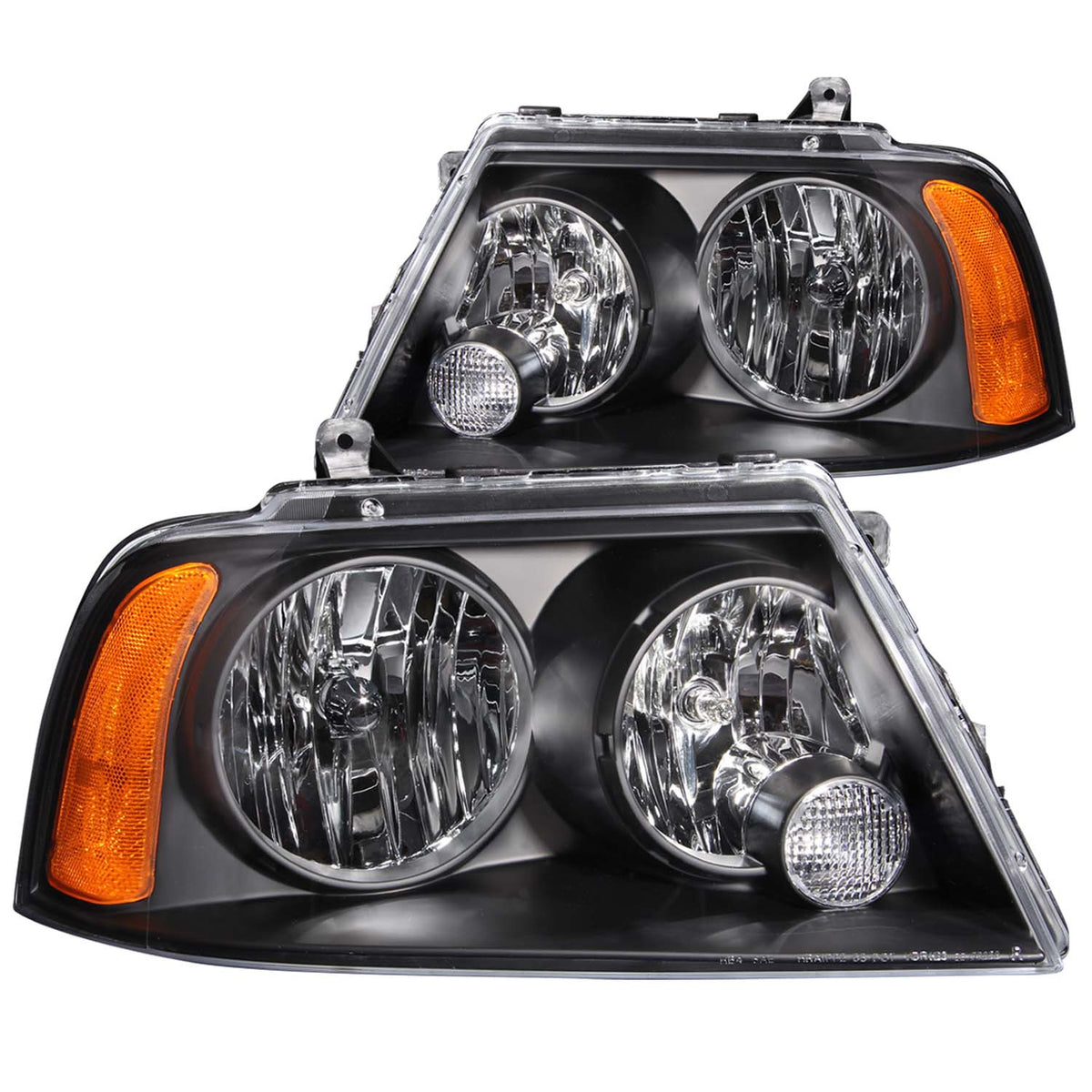 Headlight Set Crystal Clear Lens Black Housing Pair For Use W/Non HID Models Only Lincoln Navigator 2003-2006 AnzoUSA