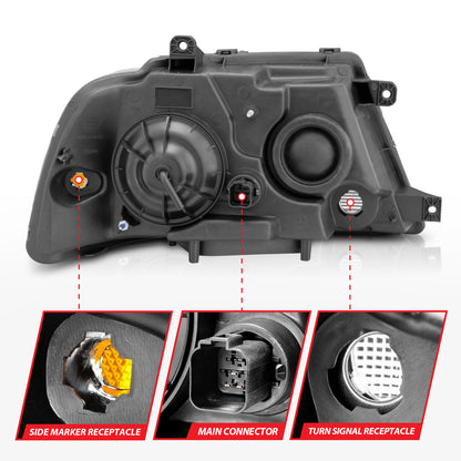 Headlight Set Crystal Clear Lens Black Housing Pair For Use W/Non HID Models Only Lincoln Navigator 2003-2006 AnzoUSA-6