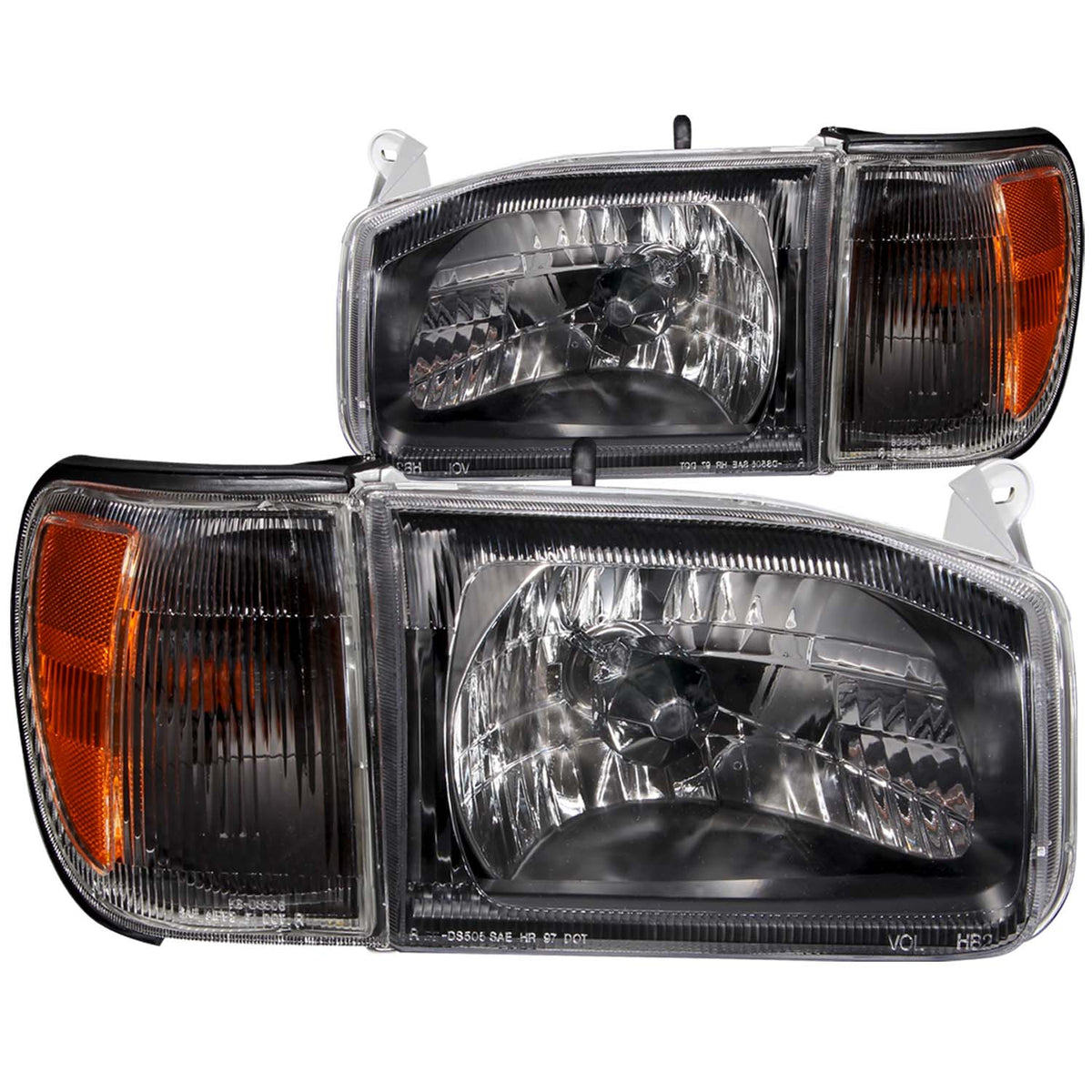 Headlight Set Crystal Clear Lens Black Housing Pair Nissan Pathfinder 1999-2004 AnzoUSA