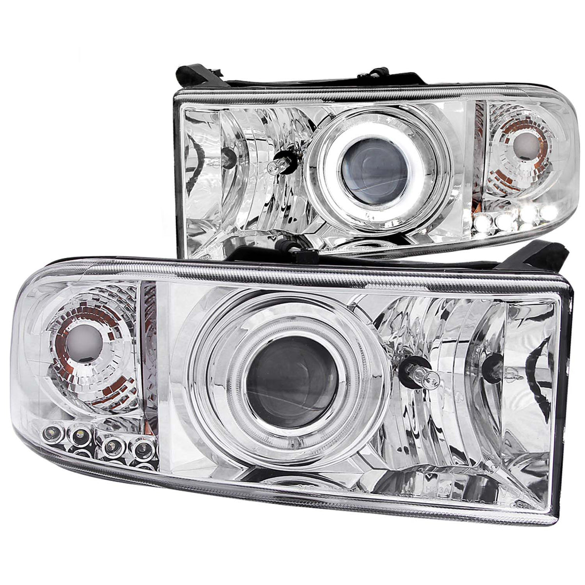 Headlight Set Projector w/Halo Clear Lens Chrome Housing Pair CCFL Does Not Fit 99-01 Ram Models With Sport Package Dodge Ram 1500 1997-2001, Dodge Ram 2500/3500 1994-2002 AnzoUSA
