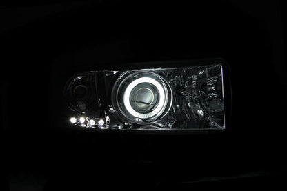 Headlight Set Projector w/Halo Clear Lens Chrome Housing Pair CCFL Does Not Fit 99-01 Ram Models With Sport Package Dodge Ram 1500 1997-2001, Dodge Ram 2500/3500 1994-2002 AnzoUSA-2