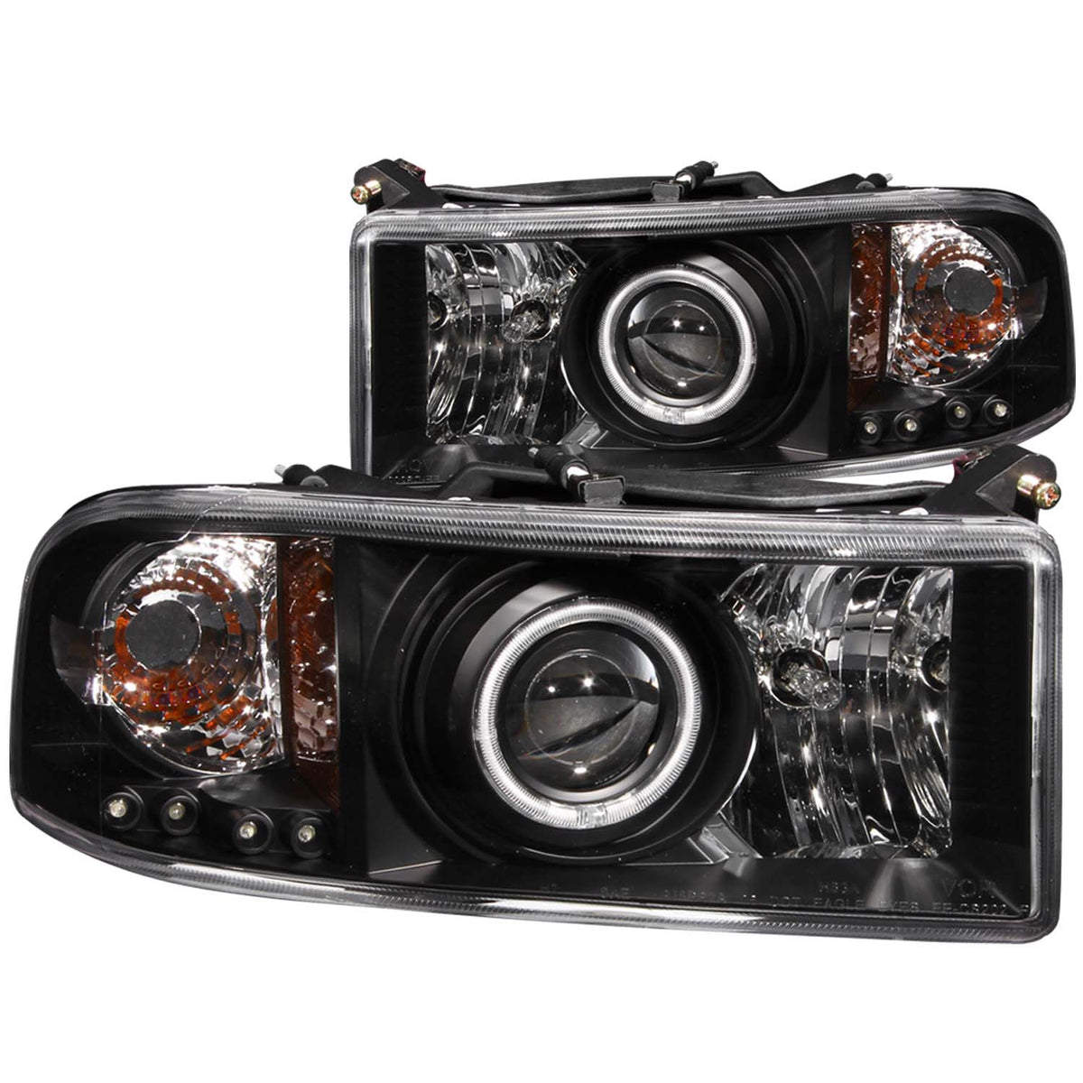 Headlight Set Projector w/Halo Clear Lens Black Housing Pair CCFL Does Not Fit 99-01 Ram Models With Sport Package Dodge Ram 1500 1997-2001, Dodge Ram 2500/3500 1994-2002 AnzoUSA