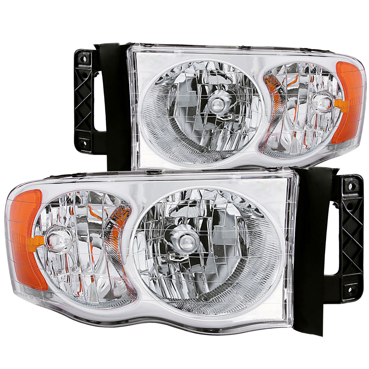 Headlight Set Crystal Clear Lens Chrome Housing Pair Dodge Ram 1500 2002-2005, 2500/3500 2003-2005 AnzoUSA