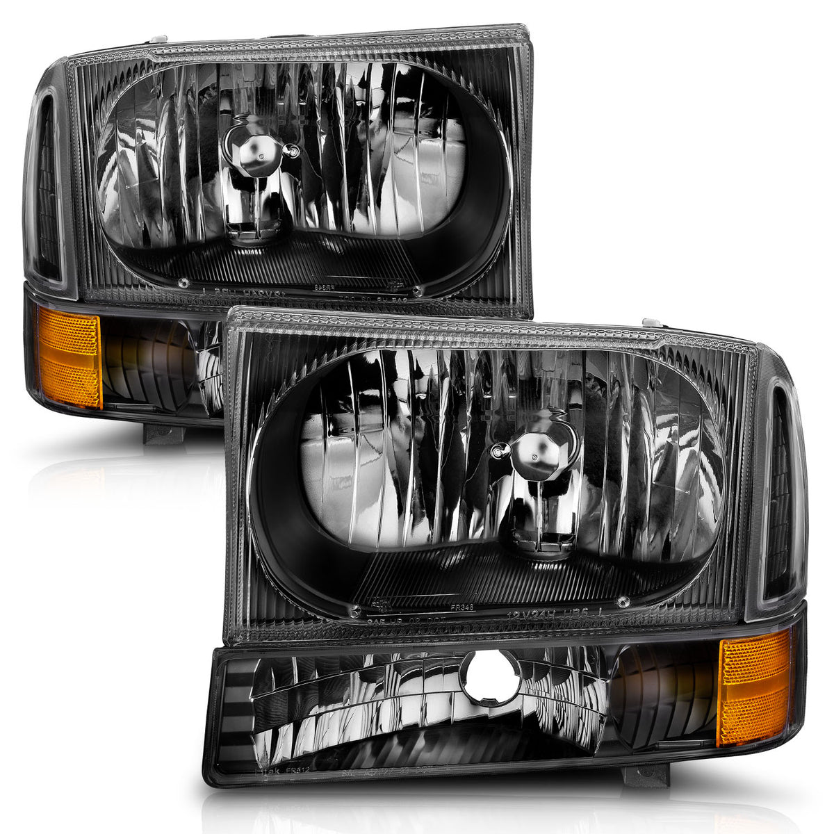 Headlight Set Crystal Clear Lens Black Housing Pair 2 Pc Does Not Fit F-250 Light Duty Or Sealed Beam Models Ford Excursion 2000-2004, Ford F-250/F-350/F-450/F-550 Super Duty 1999-2004 AnzoUSA-3