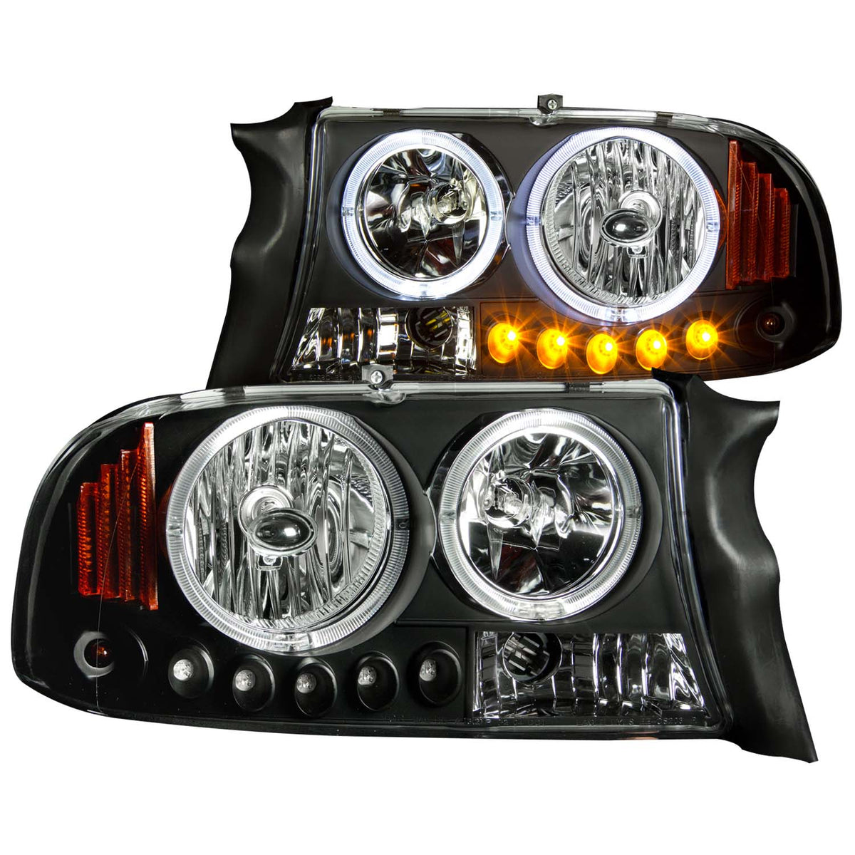 Headlight Set Crystal Clear Lens Black Housing Pair 1 Pc. Dodge Dakota 1997-2004, Dodge Durango 1998-2003 AnzoUSA