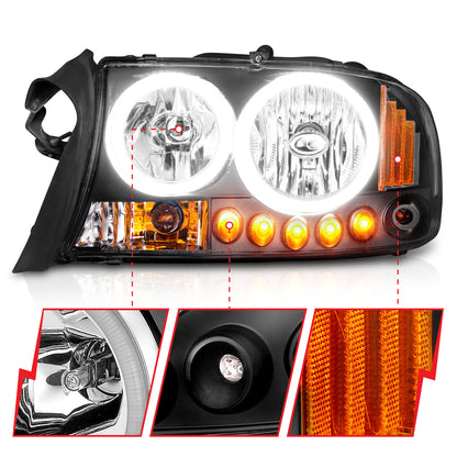 Headlight Set Crystal Clear Lens Black Housing Pair 1 Pc. Dodge Dakota 1997-2004, Dodge Durango 1998-2003 AnzoUSA-5