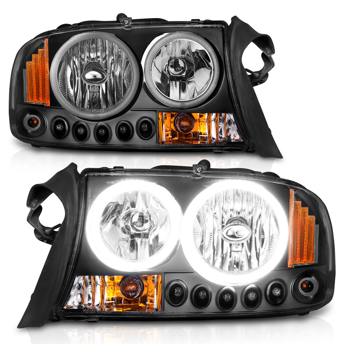 Headlight Set Crystal Clear Lens Black Housing Pair 1 Pc. Dodge Dakota 1997-2004, Dodge Durango 1998-2003 AnzoUSA-9