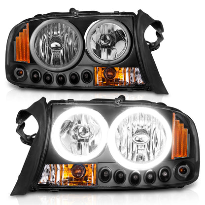 Headlight Set Crystal Clear Lens Black Housing Pair 1 Pc. Dodge Dakota 1997-2004, Dodge Durango 1998-2003 AnzoUSA-9