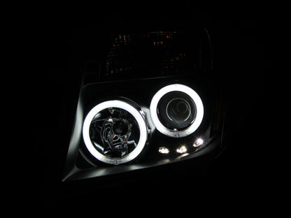 Headlight Set Projector w/Halo Clear Lens Black Housing Pair CCFL Nissan Frontier 2005-2008, Nissan Pathfinder 2005-2007 AnzoUSA-2