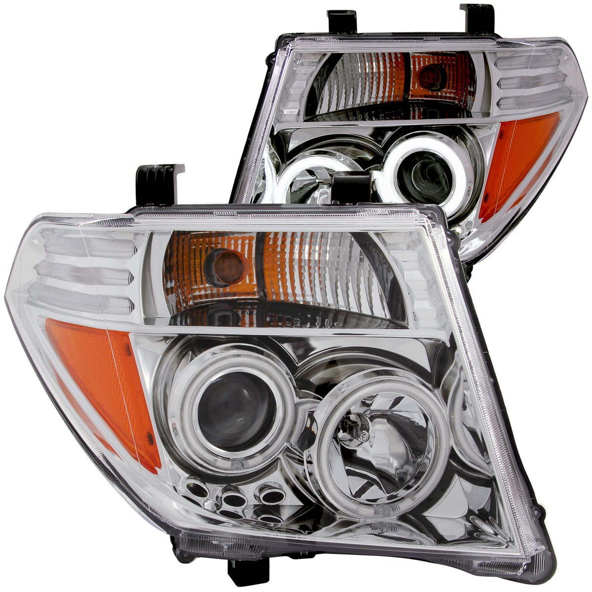 Headlight Set Projector w/Halo Clear Lens Chrome Housing Pair CCFL Nissan Frontier 2005-2008, Nissan Pathfinder 2005-2007 AnzoUSA