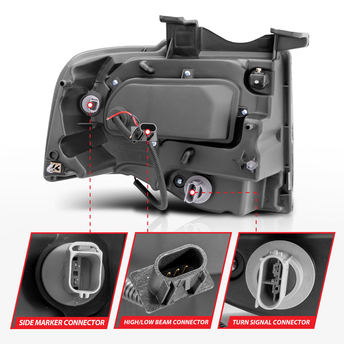 Headlight Set Projector w/Halo Clear Lens Black Housing Pair CCFL Ford Expedition 2007-2014 AnzoUSA-7