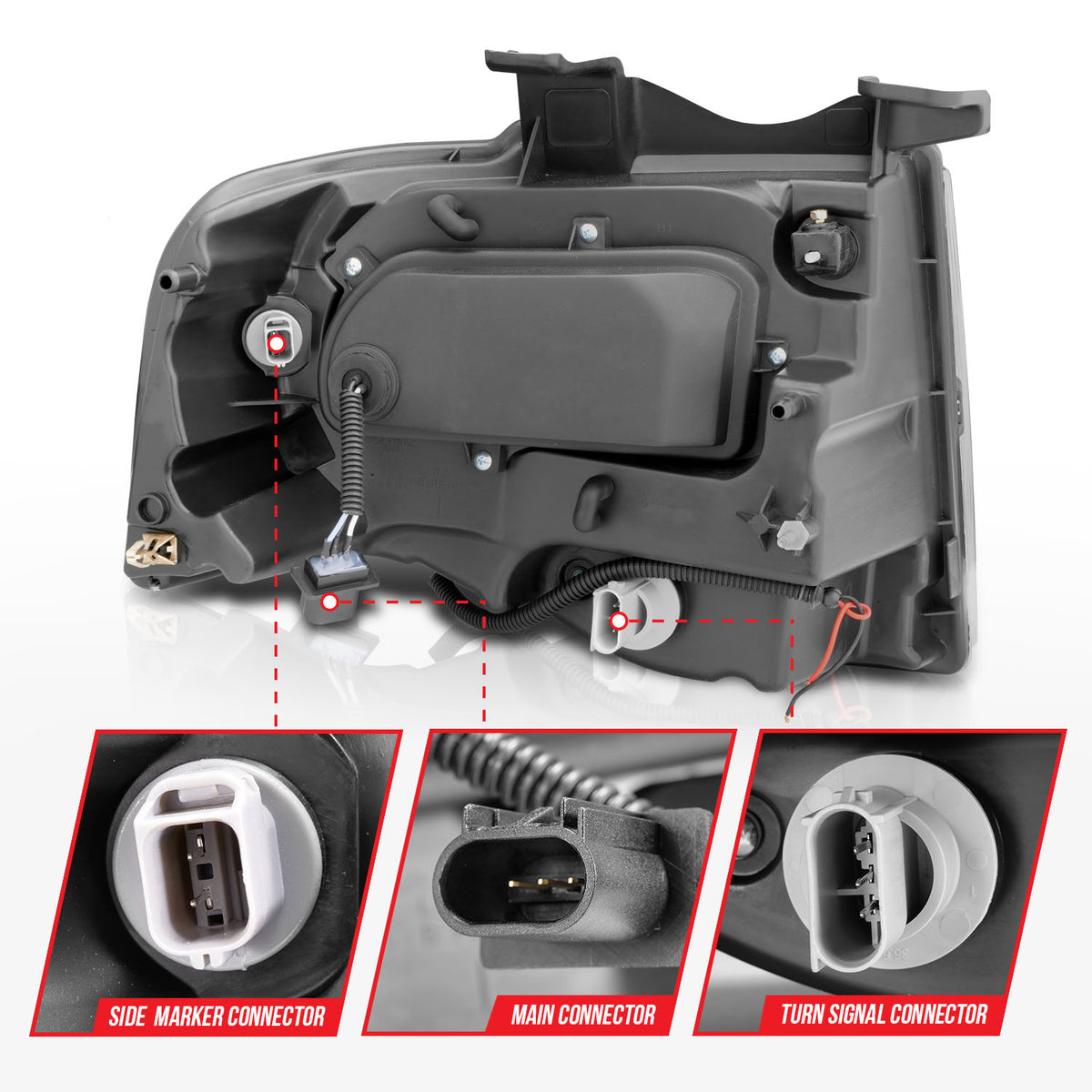 Headlight Set Projector w/Halo Clear Lens Chrome Housing Pair Ford Expedition 2007-2014 AnzoUSA-7