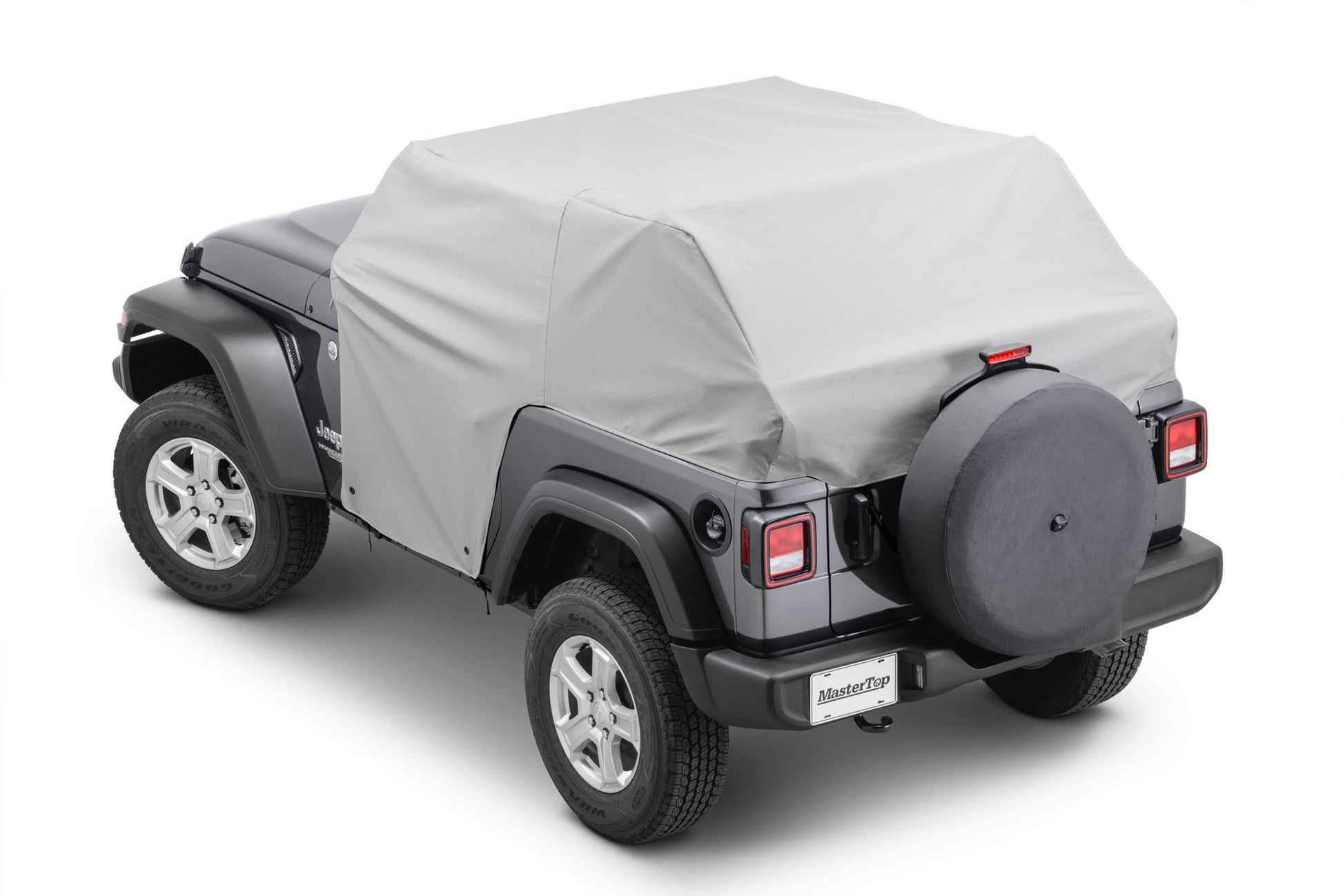 Full Door Cab Cover 2018-Current Jeep JL Wrangler W/Factory Soft Top Folded Down Gray Denim MasterTop-9