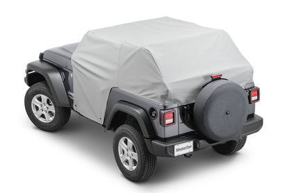 Full Door Cab Cover 2018-Current Jeep JL Wrangler W/Factory Soft Top Folded Down Gray Denim MasterTop-9