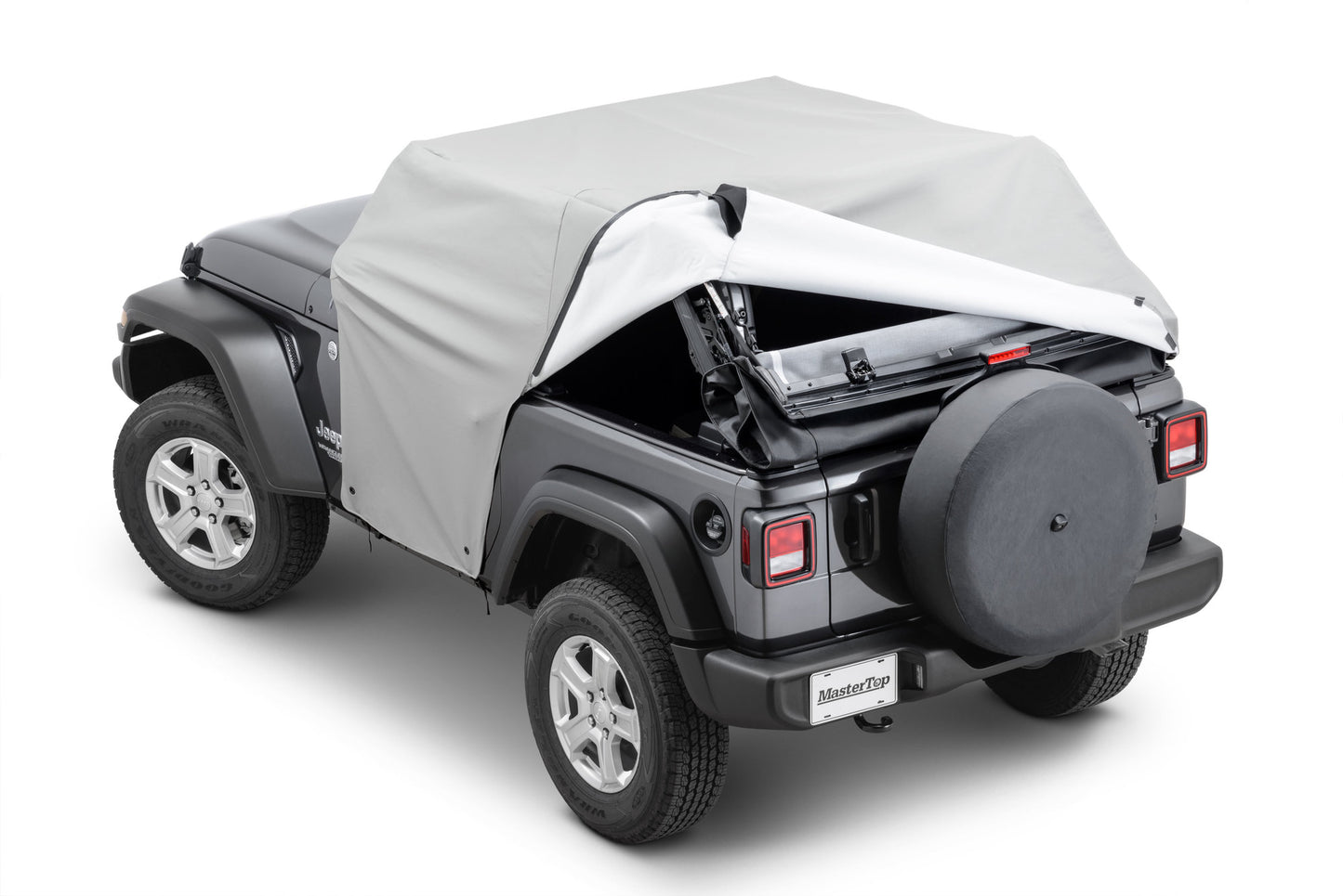 Full Door Cab Cover 2018-Current Jeep JL Wrangler W/Factory Soft Top Folded Down Gray Denim MasterTop-10
