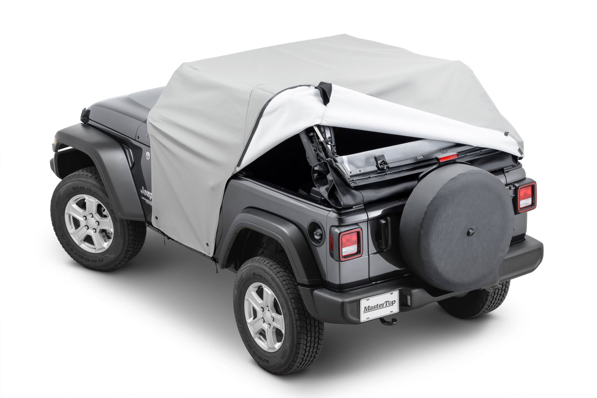 Full Door Cab Cover 2018-Current Jeep JL Wrangler W/Factory Soft Top Folded Down Gray Denim MasterTop-10