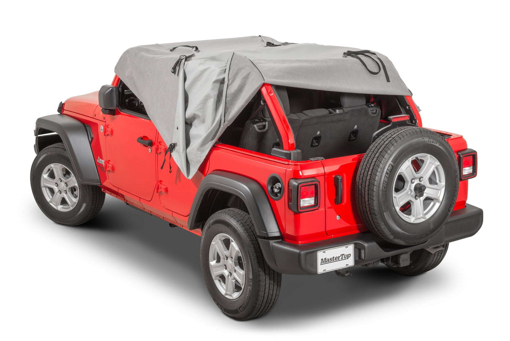Full Door Cab Cover 2018-Current Jeep JL Wrangler W/Factory Soft Top Folded Down Gray Denim MasterTop-2