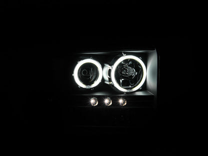 Headlight Set Projector w/Halo Clear Lens Black Housing w/1 Pc. LED Strip Pair CCFL Does Not Fit F-250 Light Duty Or Sealed Beam Models Ford Excursion 2005, Ford F-250/F-350/F-450/F-550 Super Duty 2005-2007 AnzoUSA-2