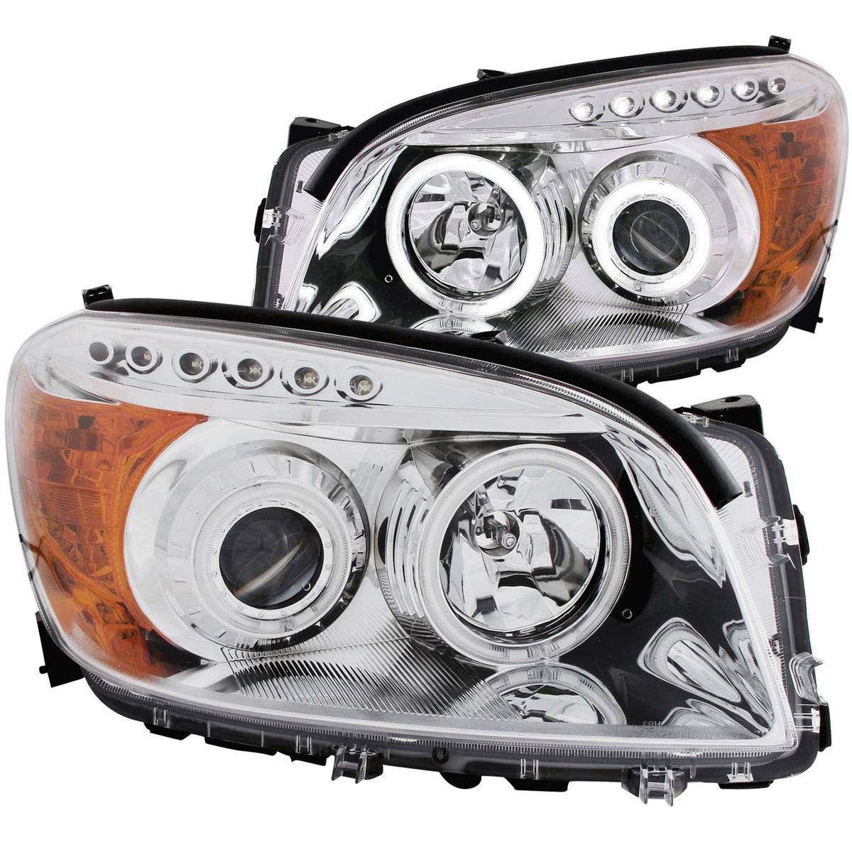 Headlight Set Projector w/Halo Chrome Housing Pair CCFL Projector W/Halo Clear Lens Toyota RAV4 2006-2008 AnzoUSA