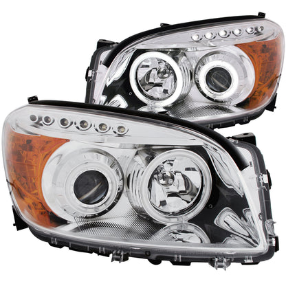 Headlight Set Projector w/Halo Chrome Housing Pair CCFL Projector W/Halo Clear Lens Toyota RAV4 2006-2008 AnzoUSA