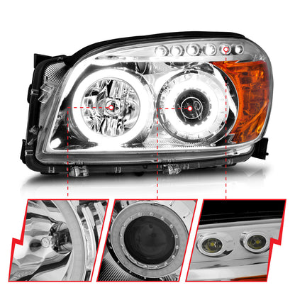 Headlight Set Projector w/Halo Chrome Housing Pair CCFL Projector W/Halo Clear Lens Toyota RAV4 2006-2008 AnzoUSA-5