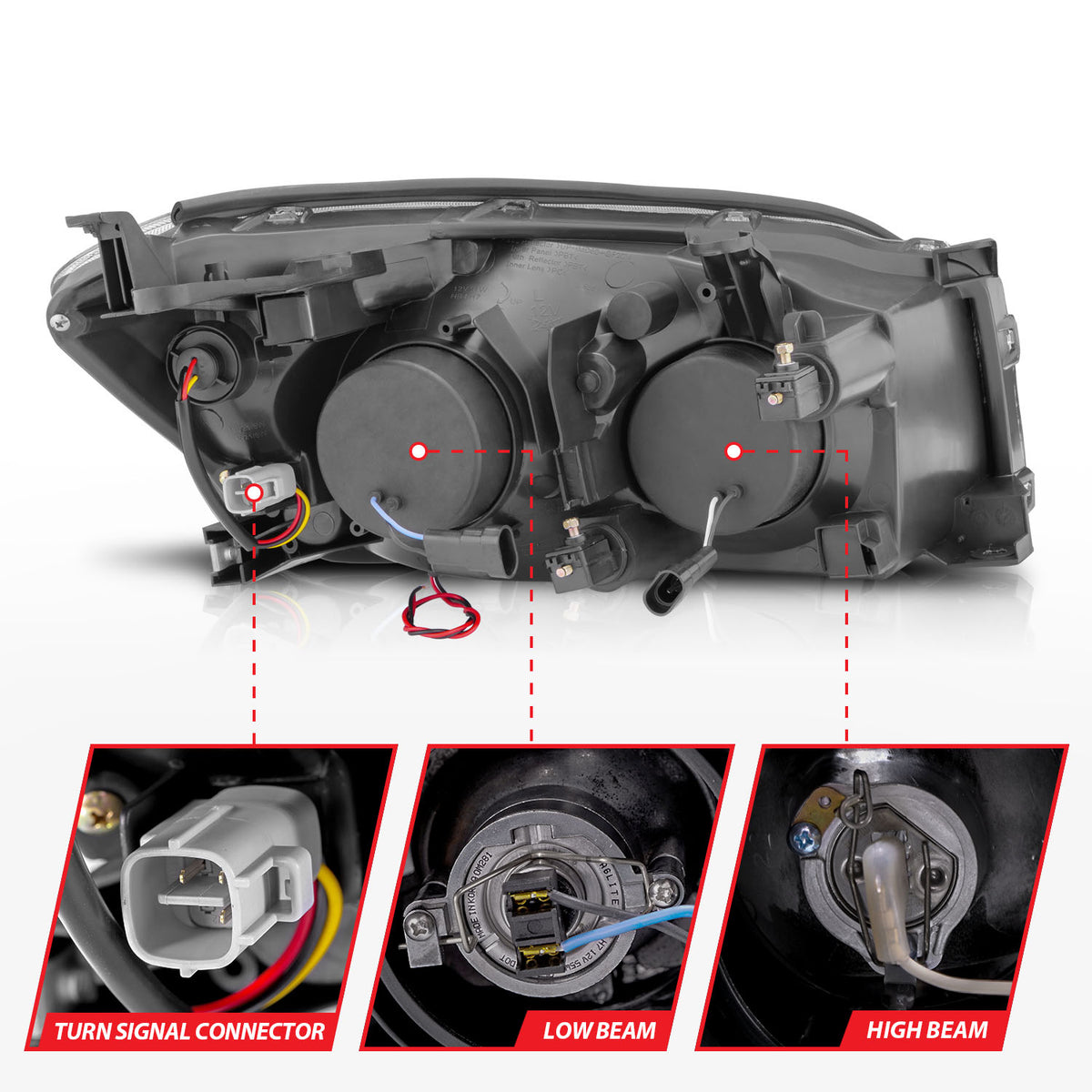 Headlight Set Projector w/Halo Chrome Housing Pair CCFL Projector W/Halo Clear Lens Toyota RAV4 2006-2008 AnzoUSA-7