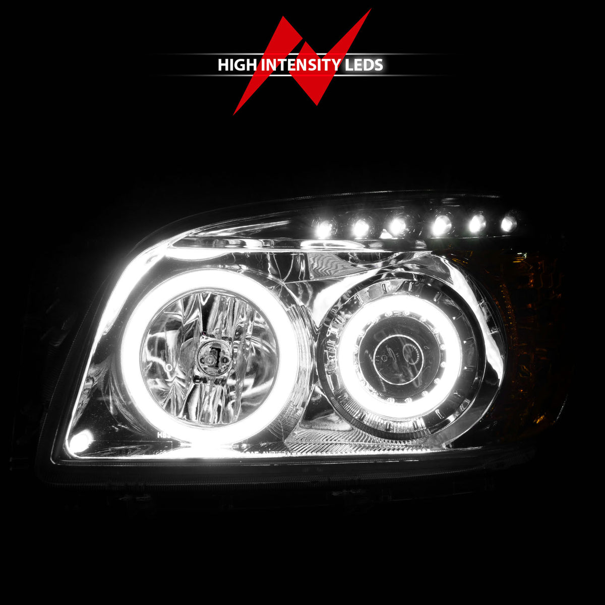 Headlight Set Projector w/Halo Chrome Housing Pair CCFL Projector W/Halo Clear Lens Toyota RAV4 2006-2008 AnzoUSA-8