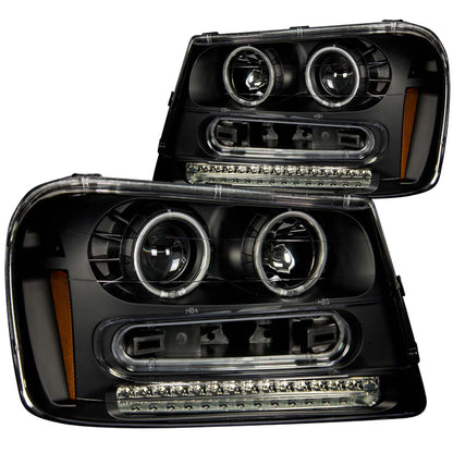 Headlight Set Projector w/Halo Clear Lens Black Housing Pair CCFL Does Not Fit 06-09 Trailblazer Lt Models Chevrolet Trailblazer 2002-2009, Trailblazer EXT 2002-2006 AnzoUSA