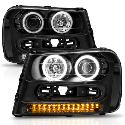 Headlight Set Projector w/Halo Clear Lens Black Housing Pair CCFL Does Not Fit 06-09 Trailblazer Lt Models Chevrolet Trailblazer 2002-2009, Trailblazer EXT 2002-2006 AnzoUSA-9