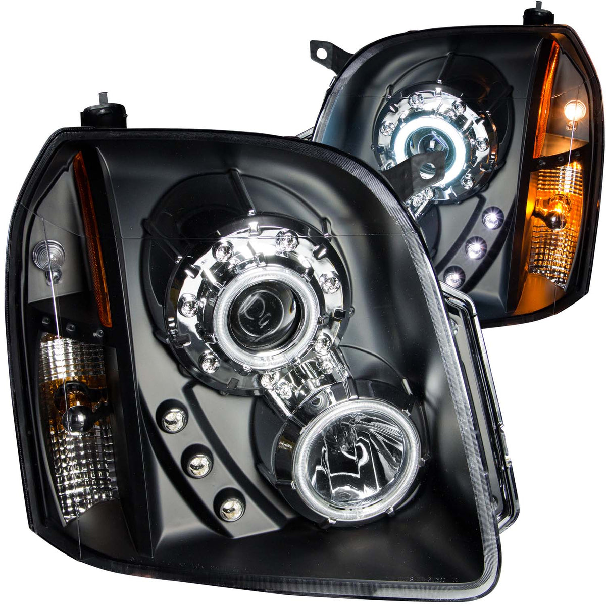 Headlight Set Projector w/Halo Clear Lens Black Housing Pair CCFL GMC Yukon/XL 1500 2007-2014, GMC Yukon XL 2500 2007-2013 AnzoUSA