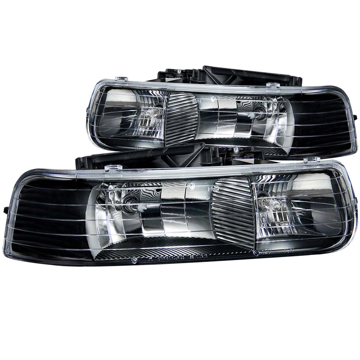 Headlight Set Crystal Clear Lens Black Housing Pair Does Not Fit Gmc Models Chevrolet Silverado 1500/2500 1999-2002, 1500 HD/2500 HD/3500 2001-2002, Chevrolet Suburban 1500/2500/Tahoe 2000-2006 AnzoUSA