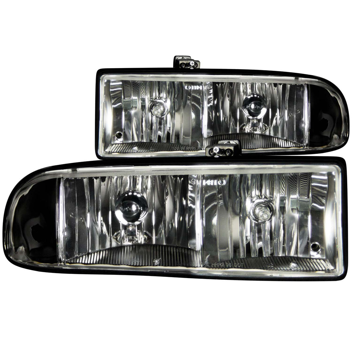 Headlight Set Crystal Clear Lens Black Housing Pair Chevrolet Blazer/S10 1998-2004 AnzoUSA