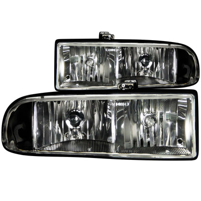Headlight Set Crystal Clear Lens Black Housing Pair Chevrolet Blazer/S10 1998-2004 AnzoUSA