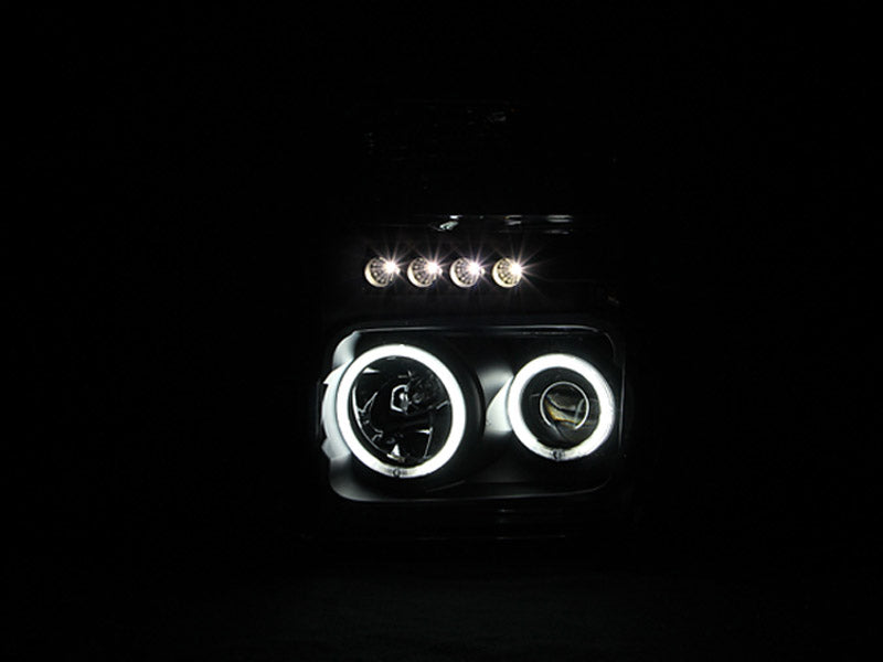 Headlight Set Projector w/Halo Clear Lens Black Housing Pair CCFL Does Not Fit Models With Sealed Beam Headlights Ford F-250 Super Duty/F-350/F-450 Super Duty 2008-2010 AnzoUSA-2