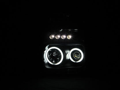 Headlight Set Projector w/Halo Clear Lens Black Housing Pair CCFL Does Not Fit Models With Sealed Beam Headlights Ford F-250 Super Duty/F-350/F-450 Super Duty 2008-2010 AnzoUSA-2
