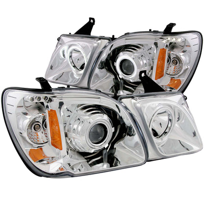 Headlight Set Projector w/Halo For Use W/Non HID Models Only Projector W/Halo Clear Lens Chrome Housing Pair CCFL Does Not Fit Models With Factory HID Bulbs Lexus LX470 1998-2007 AnzoUSA