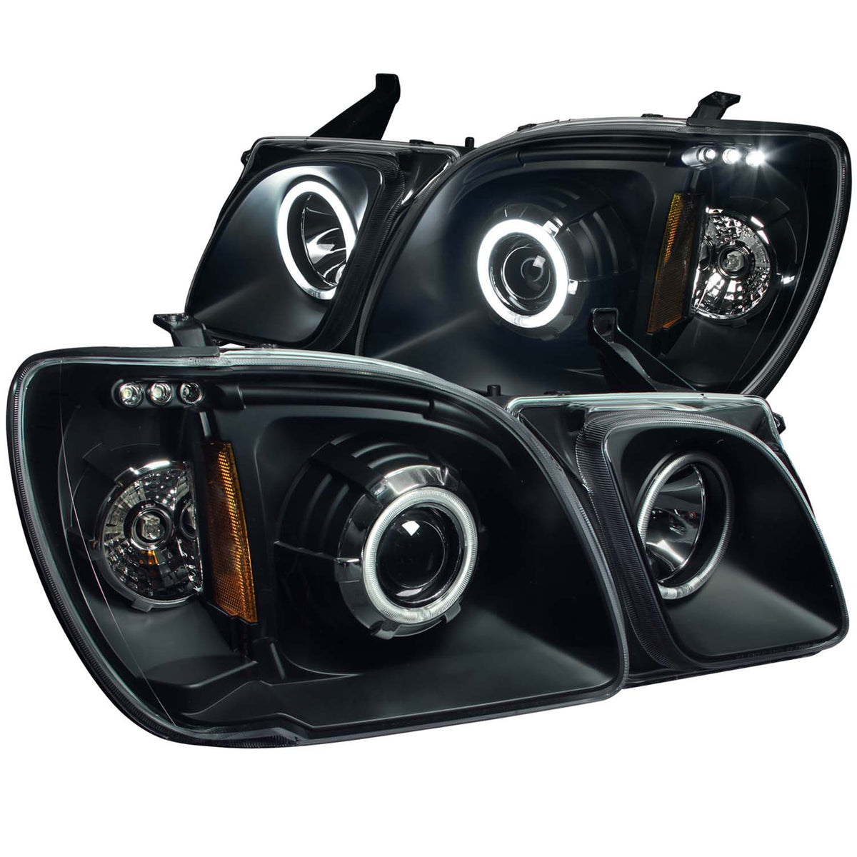 Headlight Set Projector w/Halo Clear Lens Black Housing Pair CCFL For Use W/Non HID Models Only Lexus LX470 1998-2007 AnzoUSA