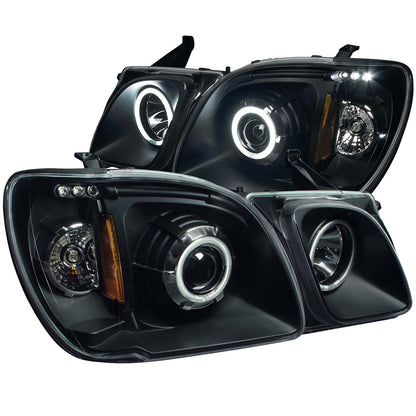 Headlight Set Projector w/Halo Clear Lens Black Housing Pair CCFL For Use W/Non HID Models Only Lexus LX470 1998-2007 AnzoUSA