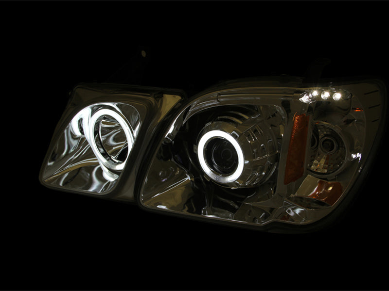 Headlight Set Projector w/Halo Clear Lens Black Housing Pair CCFL For Use W/Non HID Models Only Lexus LX470 1998-2007 AnzoUSA-2