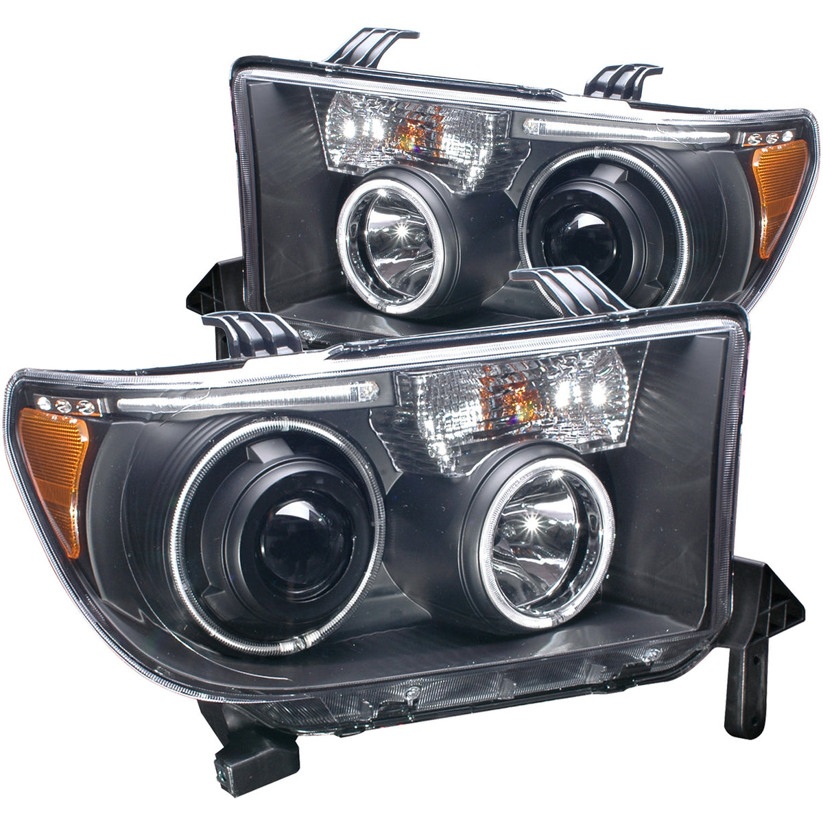 Headlight Set Projector w/Halo Clear Lens Black Housing Pair CCFL Does Not Fit Models With Auto Leveling Headlights Toyota Sequoia 2008-2017, Toyota Tundra 2007-2013 AnzoUSA