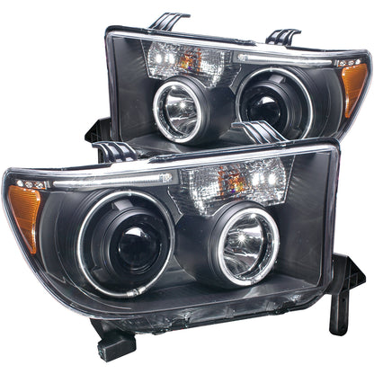 Headlight Set Projector w/Halo Clear Lens Black Housing Pair CCFL Does Not Fit Models With Auto Leveling Headlights Toyota Sequoia 2008-2017, Toyota Tundra 2007-2013 AnzoUSA