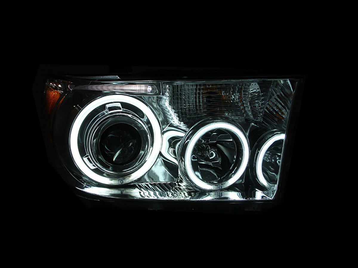 Headlight Set Projector w/Halo Clear Lens Black Housing Pair CCFL Does Not Fit Models With Auto Leveling Headlights Toyota Sequoia 2008-2017, Toyota Tundra 2007-2013 AnzoUSA-2