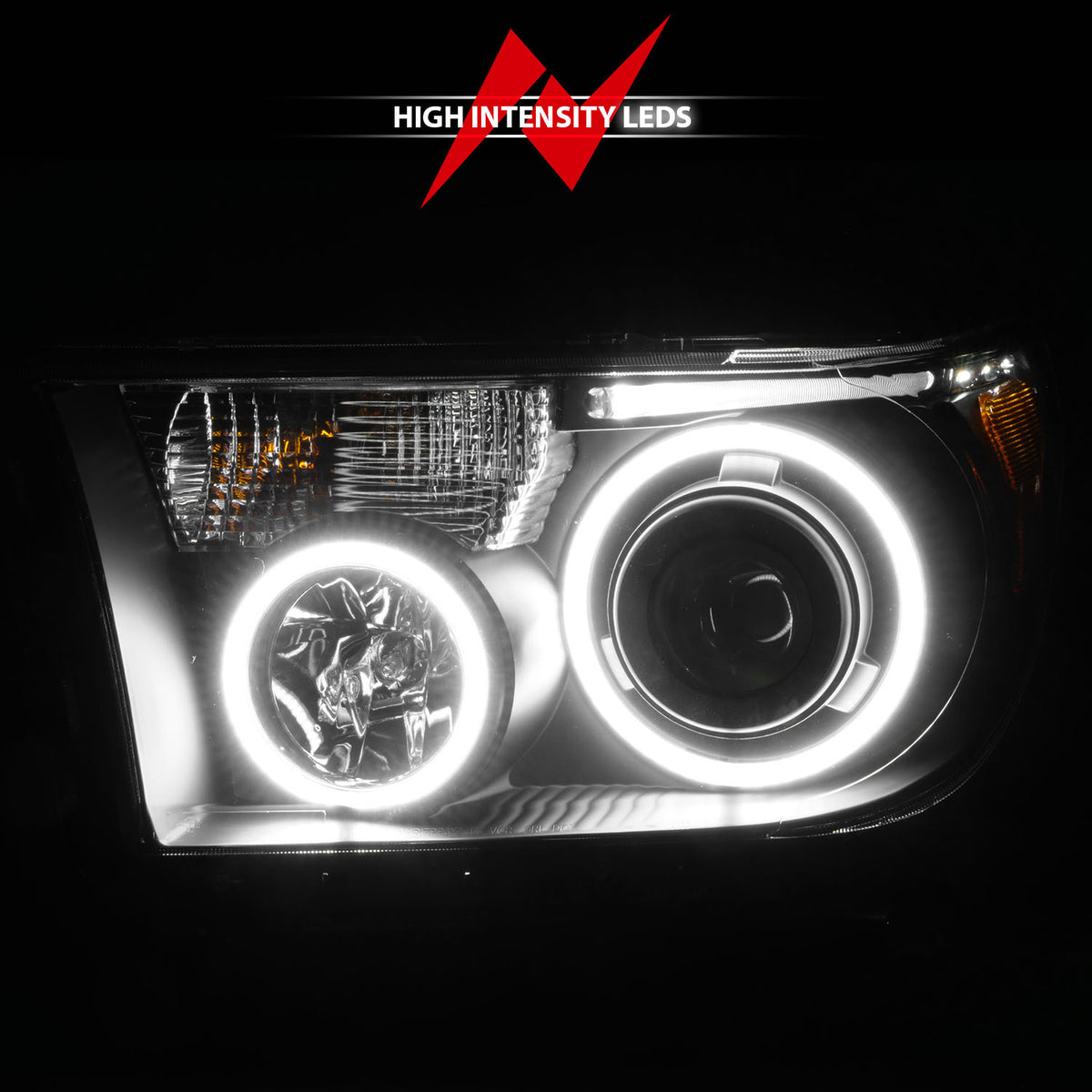 Headlight Set Projector w/Halo Clear Lens Black Housing Pair CCFL Does Not Fit Models With Auto Leveling Headlights Toyota Sequoia 2008-2017, Toyota Tundra 2007-2013 AnzoUSA-8