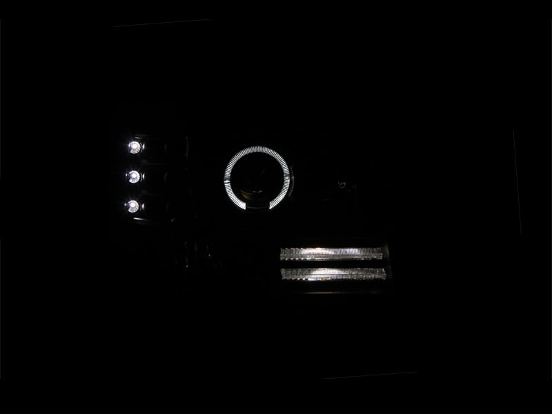 Headlight Set Projector w/Halo Clear Lens Black Housing Pair W/Side Marker And Parking Lights Ford Bronco/F-150/F-250 1992-1996, Ford F-250 HD 1997, Ford F-350 1992-1998 AnzoUSA-2