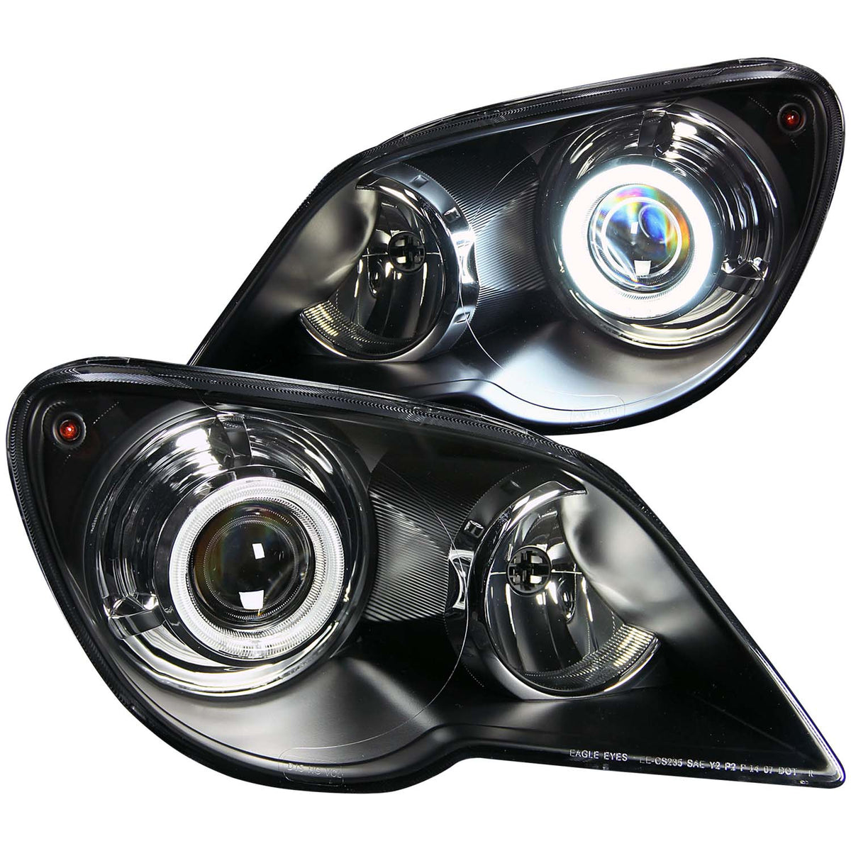 Headlight Set Projector w/Halo Clear Lens Black Housing Pair CCFL For Use W/Non HID/Xenon Models Only Does Not Fit Models With Factory HID Bulbs Chrysler Pacifica 2007-2008 AnzoUSA