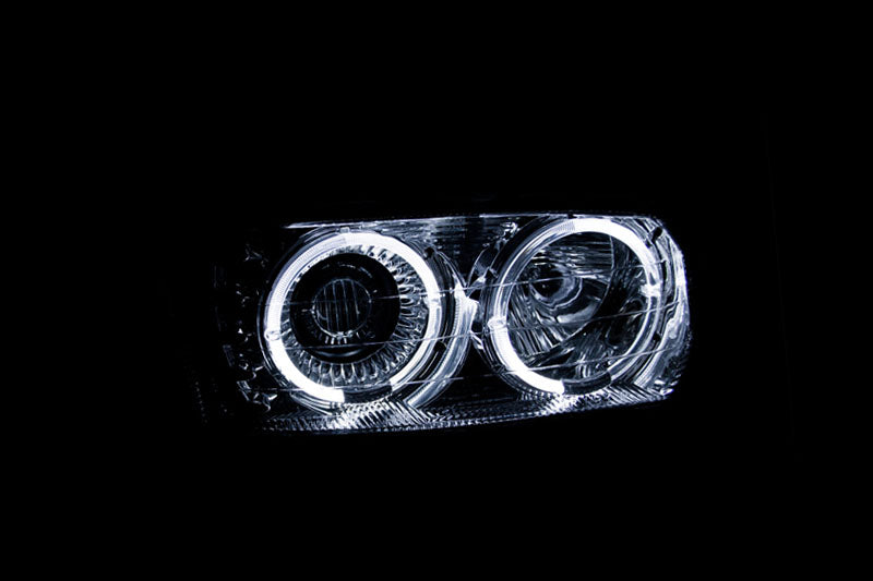 Headlight Set Projector w/Halo Clear Lens Chrome Housing Pair CCFL GMC Sierra 1500 1999-2007, 1500 HD/2500 HD/3500 2001-2007, GMC Sierra 2500 1999-2004, GMC Yukon/XL 1500/XL 2500 2000-2006 AnzoUSA-2