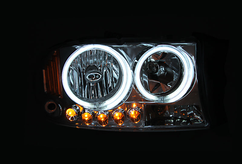 Headlight Set Crystal w/Halo Clear Lens Black Housing Pair 1 Pc. Dodge Dakota 1997-2004, Dodge Durango 1998-2003 AnzoUSA-2