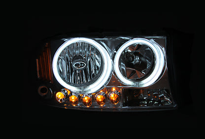 Headlight Set Crystal w/Halo Clear Lens Black Housing Pair 1 Pc. Dodge Dakota 1997-2004, Dodge Durango 1998-2003 AnzoUSA-2