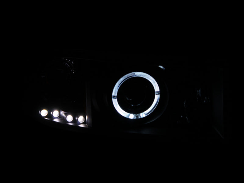 Headlight Set Projector w/Halo Clear Lens Black Housing Pair Does Not Fit Ram Models With Sport Package Dodge Ram 1500 1994-2001, Dodge Ram 2500/3500 1994-2002 AnzoUSA-2