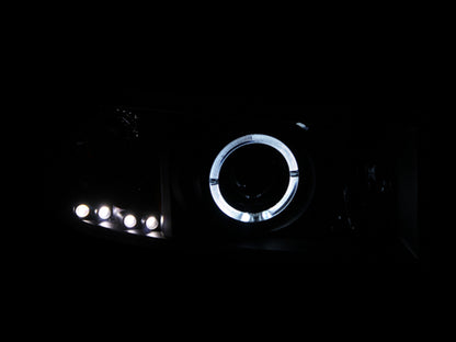 Headlight Set Projector w/Halo Clear Lens Black Housing Pair Does Not Fit Ram Models With Sport Package Dodge Ram 1500 1994-2001, Dodge Ram 2500/3500 1994-2002 AnzoUSA-2